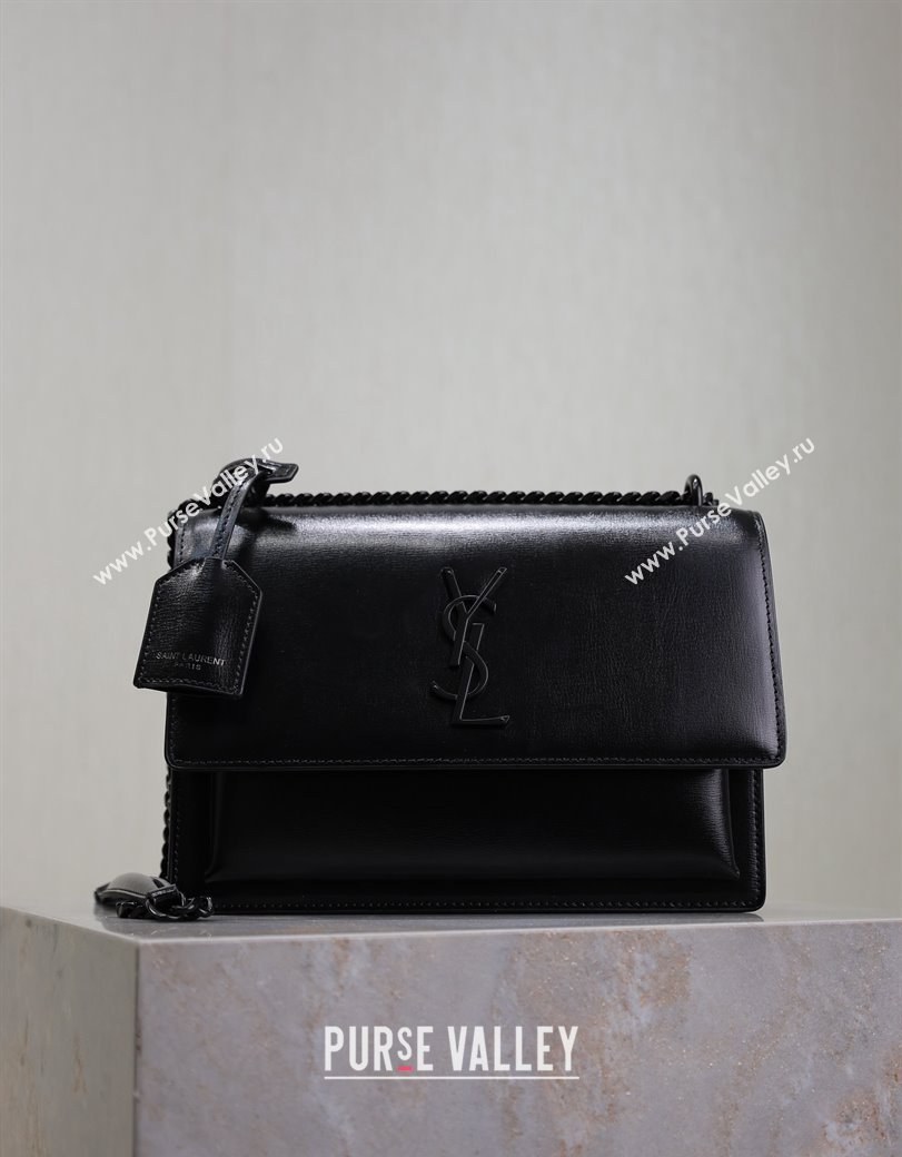 Saint Laurent Sunset Medium Bag in Box Leather 442906 All Black 2024 (YY-241217110)