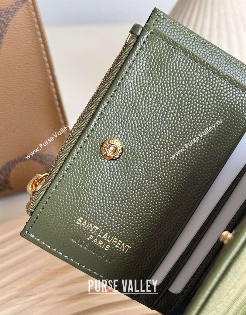 Saint Laurent Fold Wallet in Grained Leather 517045 Green 2024 (YY-241218096)