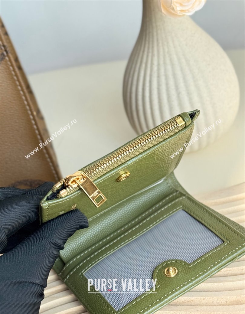 Saint Laurent Fold Wallet in Grained Leather 517045 Green 2024 (YY-241218096)