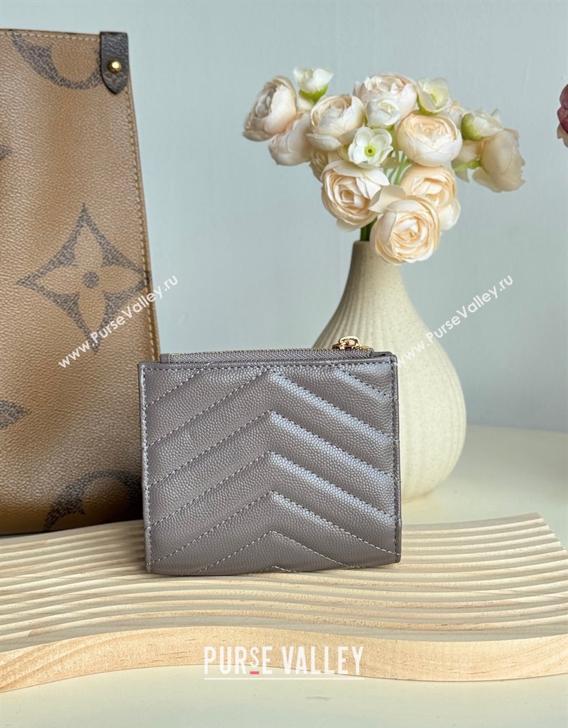 Saint Laurent Fold Wallet in Grained Leather 517045 Grey 2024 (YY-241218097)