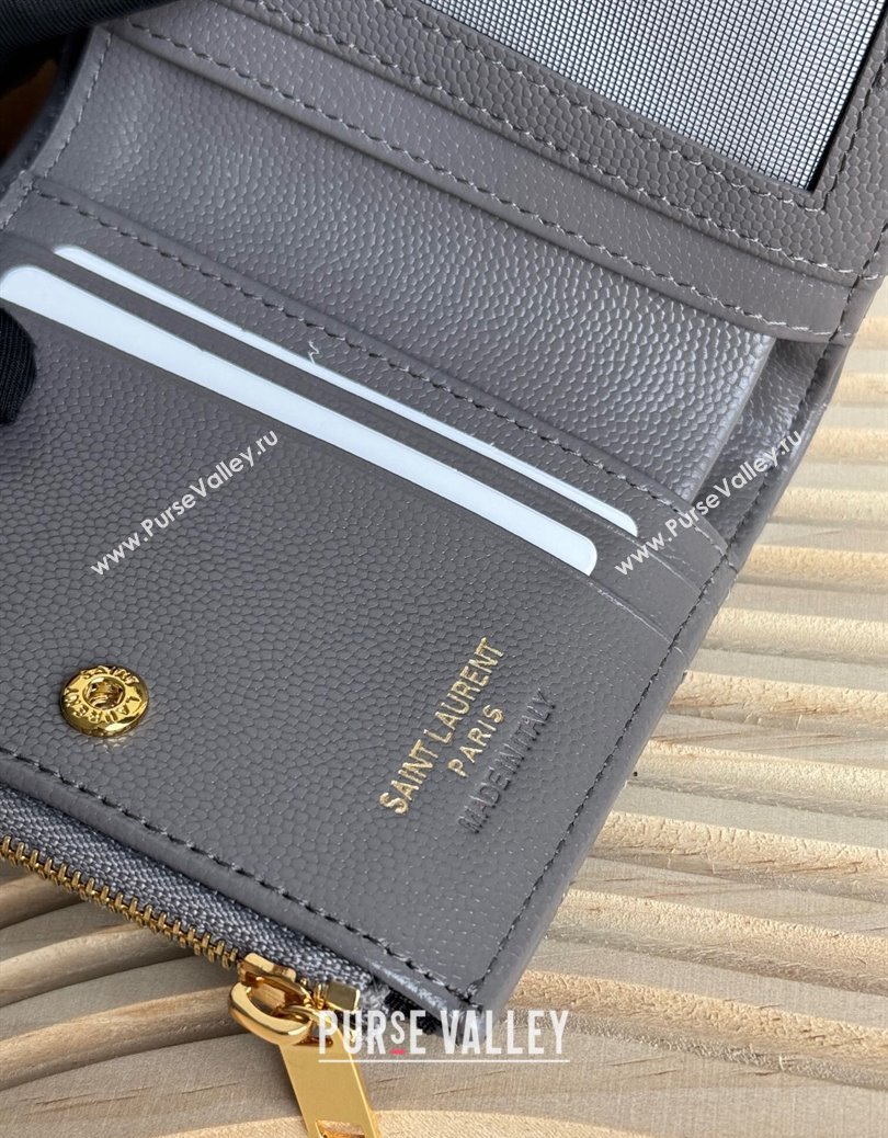 Saint Laurent Fold Wallet in Grained Leather 517045 Grey 2024 (YY-241218097)