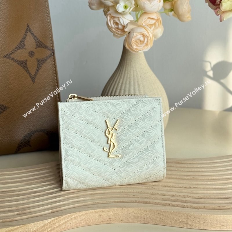 Saint Laurent Fold Wallet in Grained Leather 517045 White 2024 (YY-241218098)