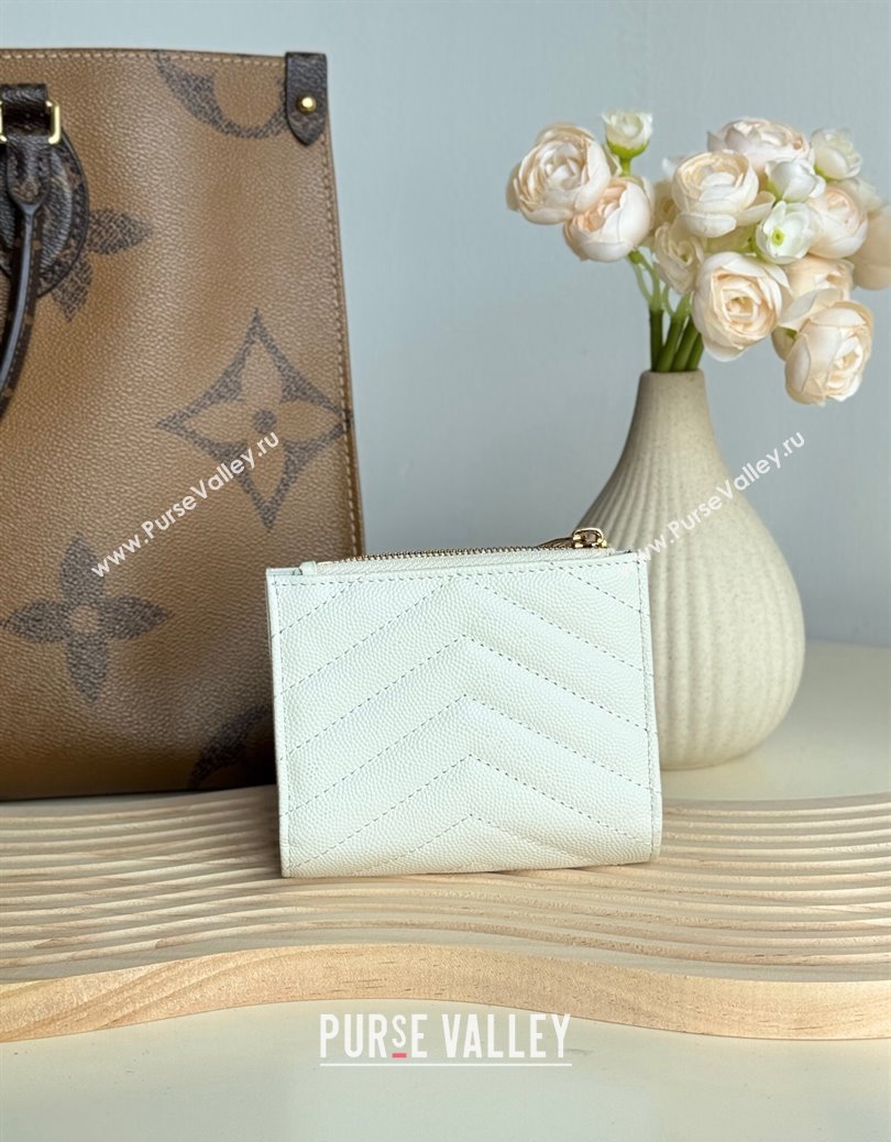 Saint Laurent Fold Wallet in Grained Leather 517045 White 2024 (YY-241218098)