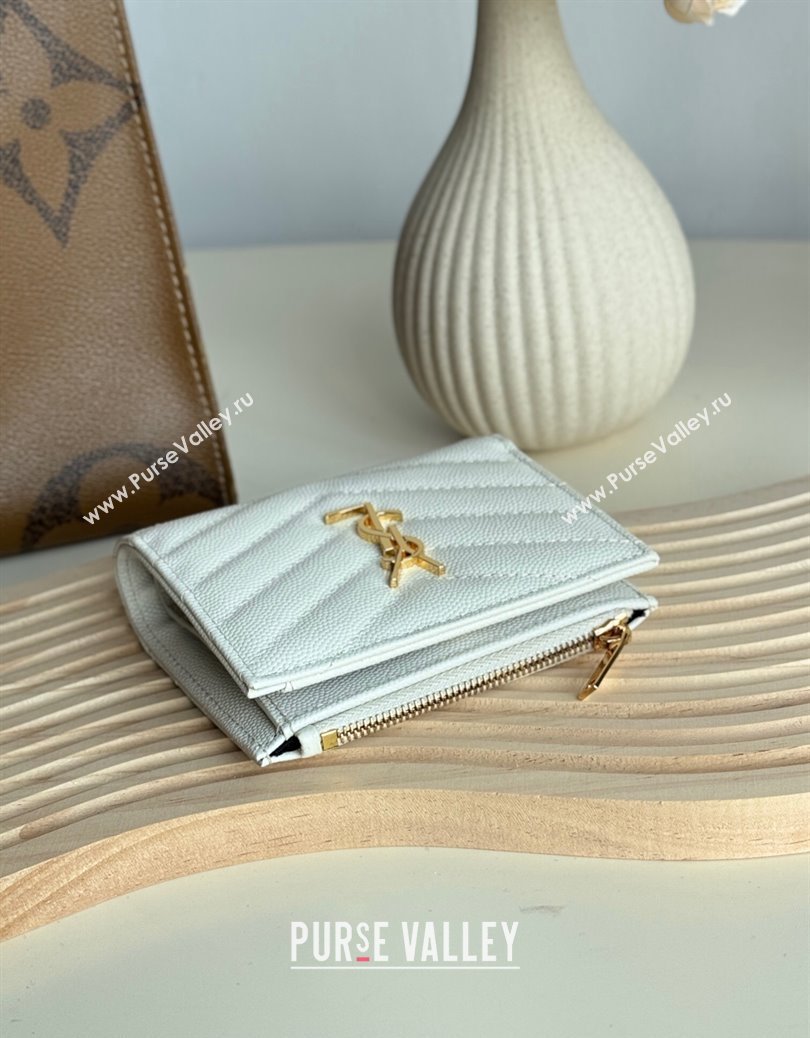 Saint Laurent Fold Wallet in Grained Leather 517045 White 2024 (YY-241218098)