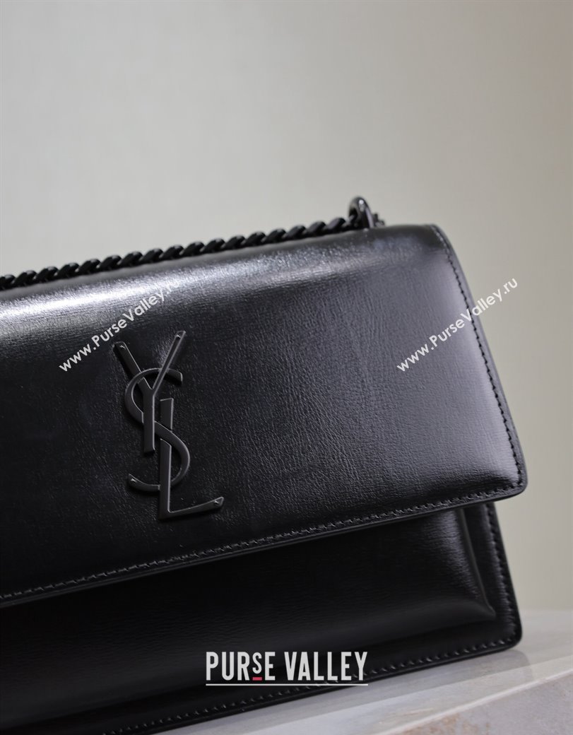 Saint Laurent Sunset Medium Bag in Box Leather 442906 All Black 2024 (YY-241217110)