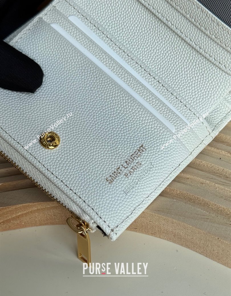 Saint Laurent Fold Wallet in Grained Leather 517045 White 2024 (YY-241218098)