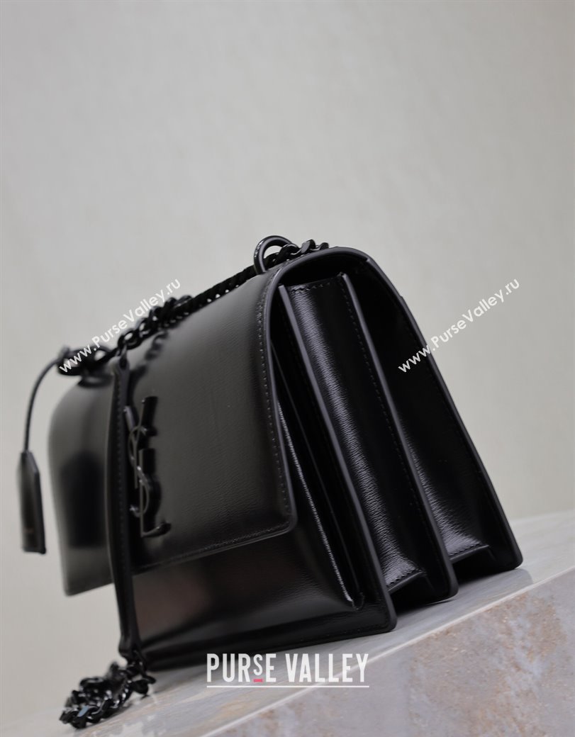 Saint Laurent Sunset Medium Bag in Box Leather 442906 All Black 2024 (YY-241217110)