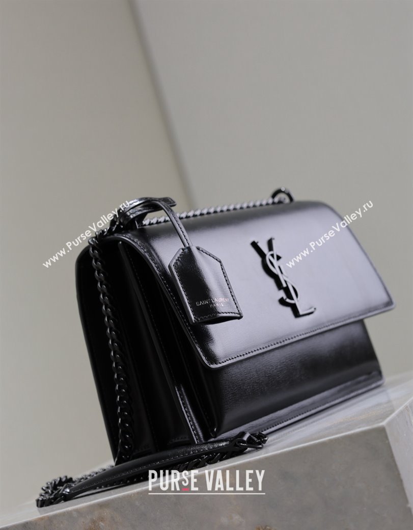 Saint Laurent Sunset Medium Bag in Box Leather 442906 All Black 2024 (YY-241217110)