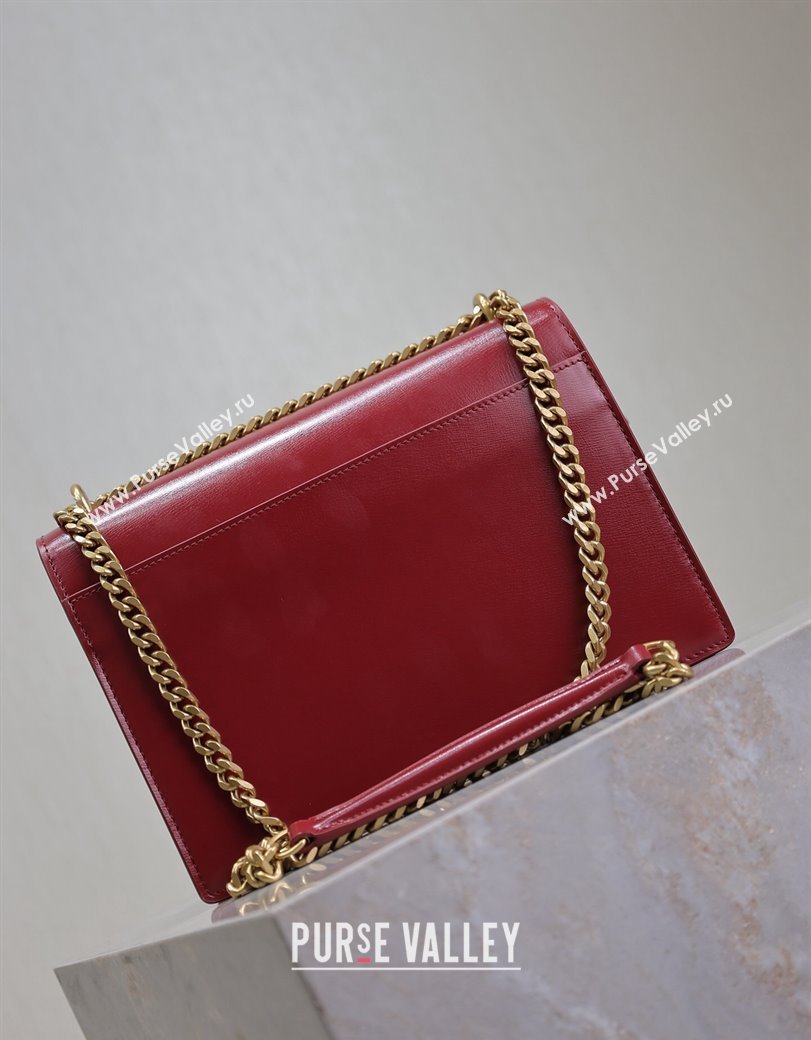 Saint Laurent Sunset Medium Bag in Box Leather 442906 Red/Gold 2024 (YY-241217111)