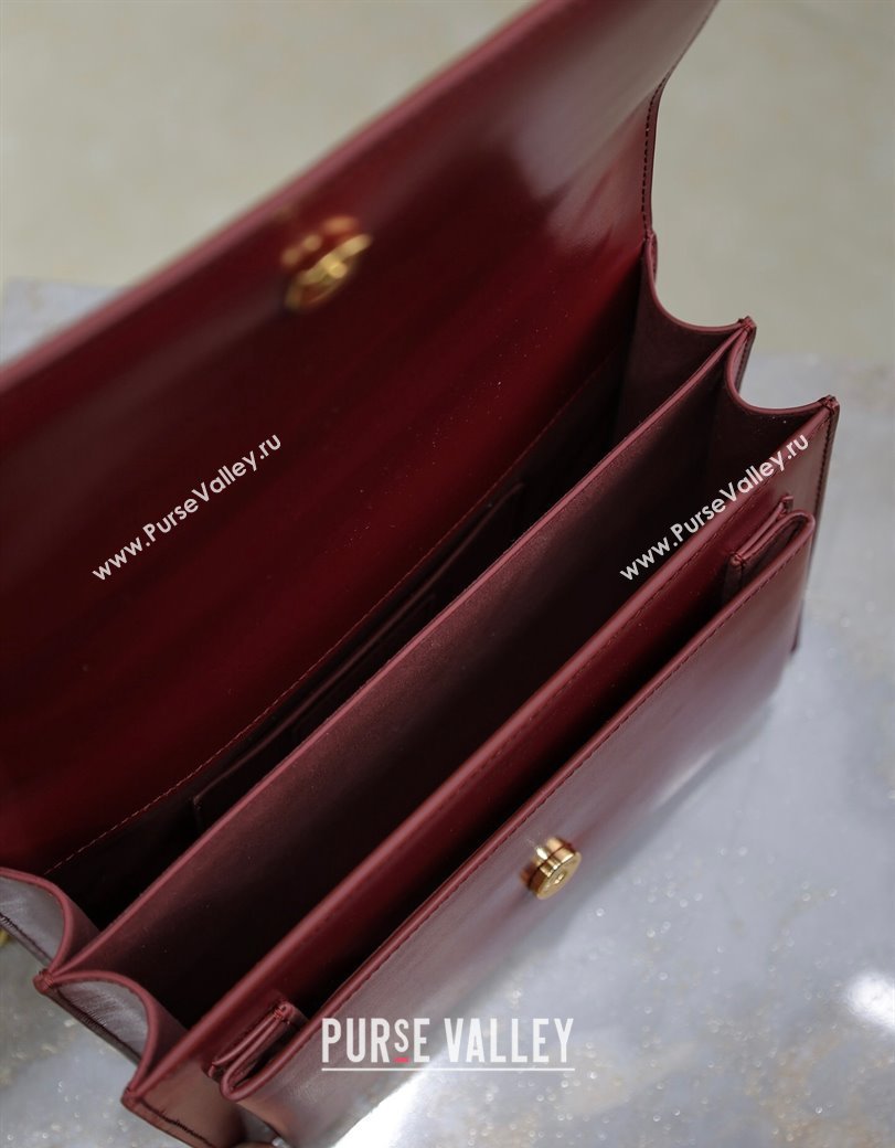 Saint Laurent Sunset Medium Bag in Box Leather 442906 Red/Gold 2024 (YY-241217111)