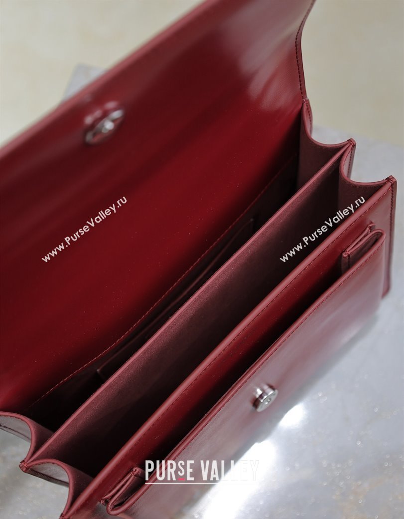 Saint Laurent Sunset Medium Bag in Box Leather 442906 Red/Silver 2024 (YY-241217112)