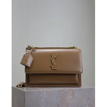 Saint Laurent Sunset Medium Bag in Box Leather 442906 Milk Tea Beige 2024 (YY-241217113)