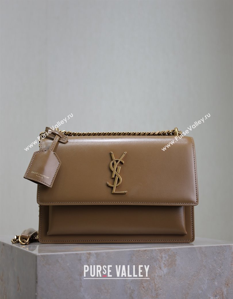 Saint Laurent Sunset Medium Bag in Box Leather 442906 Milk Tea Beige 2024 (YY-241217113)