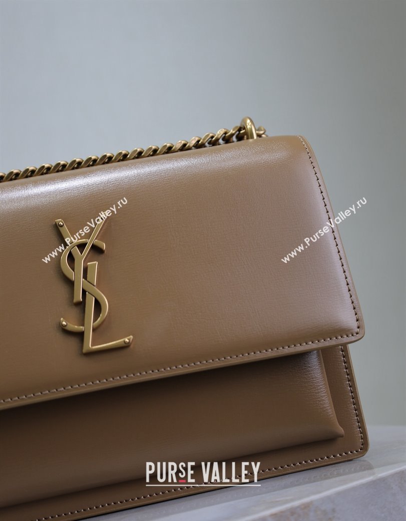 Saint Laurent Sunset Medium Bag in Box Leather 442906 Milk Tea Beige 2024 (YY-241217113)