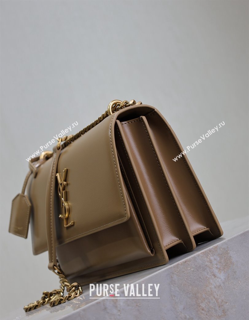 Saint Laurent Sunset Medium Bag in Box Leather 442906 Milk Tea Beige 2024 (YY-241217113)