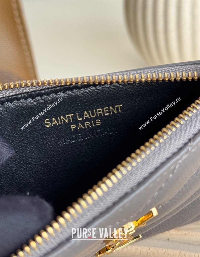 Saint Laurent Matelasse Fragments Card Case in Grianed Leather Grey 2024 607915 (YY-241218128)