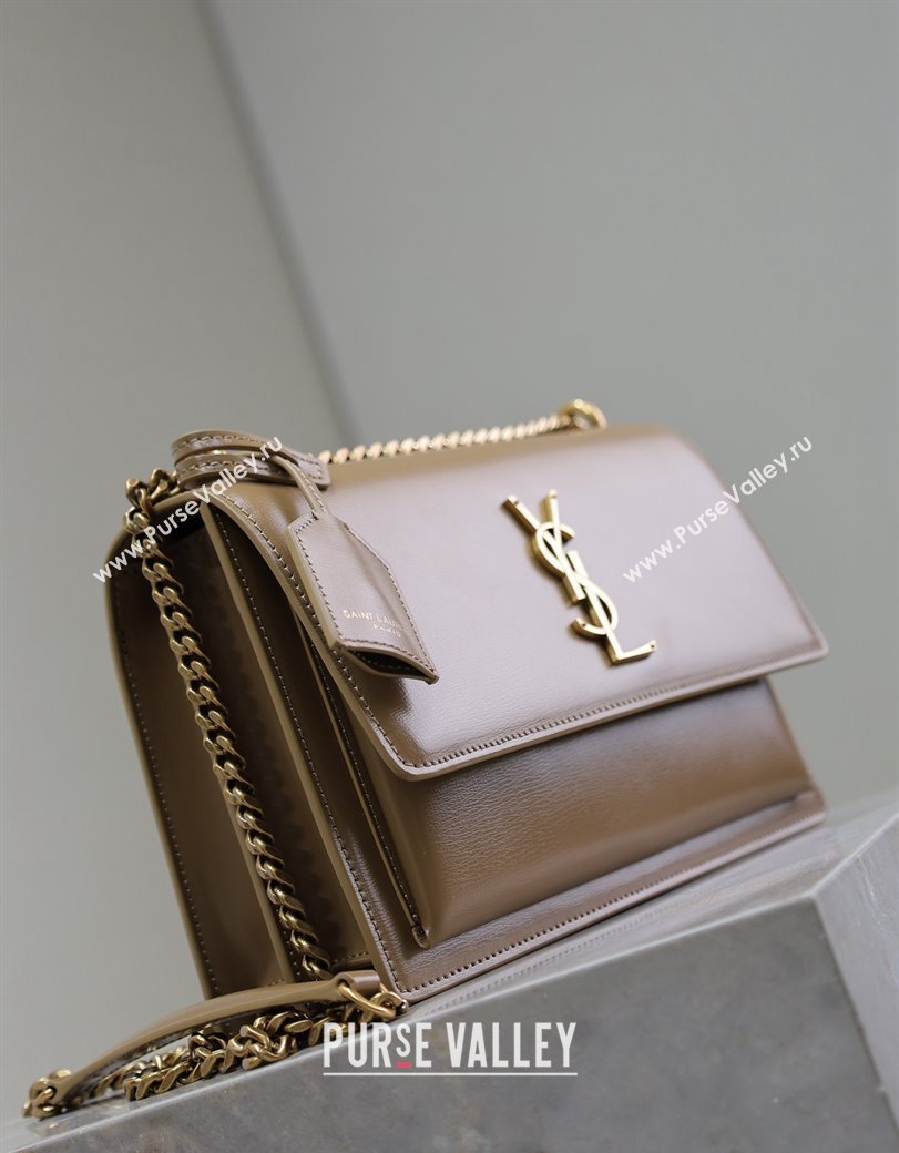 Saint Laurent Sunset Medium Bag in Box Leather 442906 Milk Tea Beige 2024 (YY-241217113)