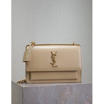 Saint Laurent Sunset Medium Bag in Box Leather 442906 Apricot 2024 (YY-241217114)