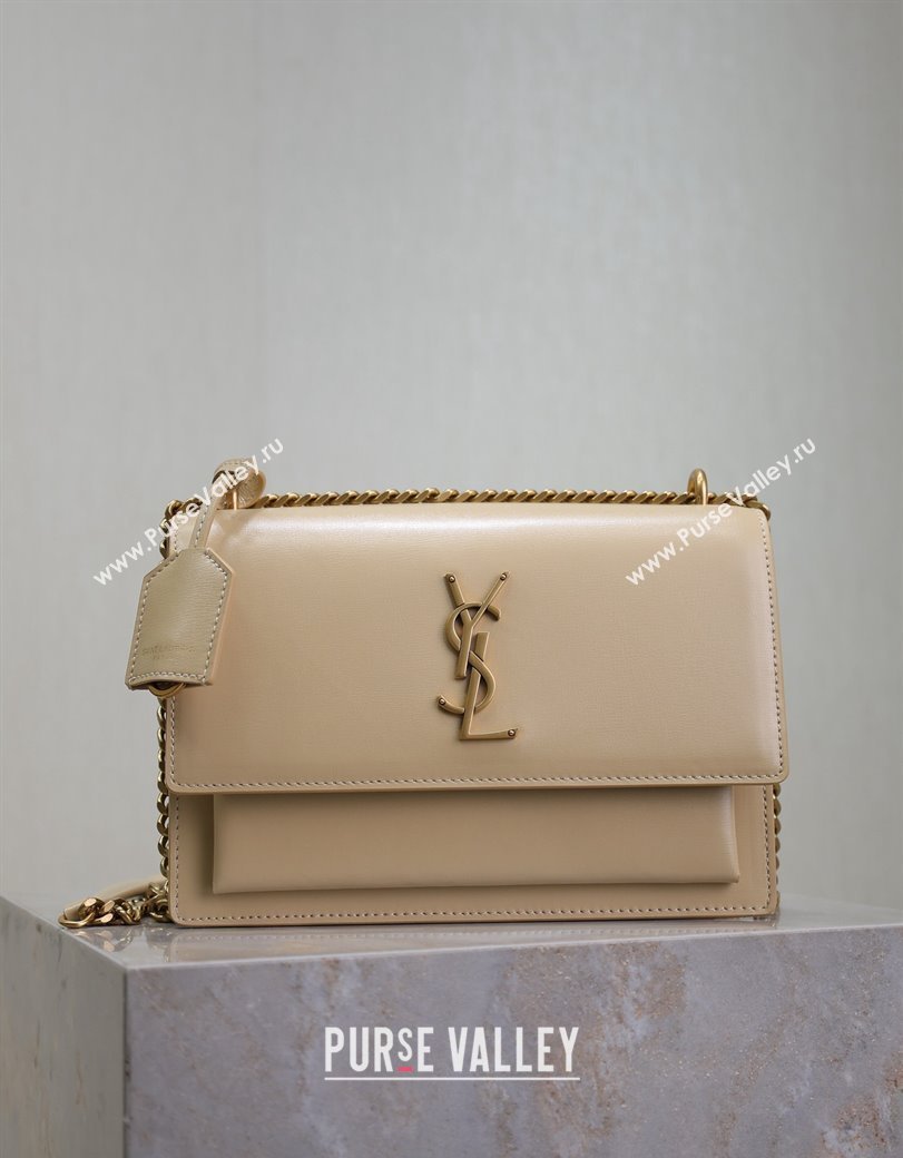 Saint Laurent Sunset Medium Bag in Box Leather 442906 Apricot 2024 (YY-241217114)