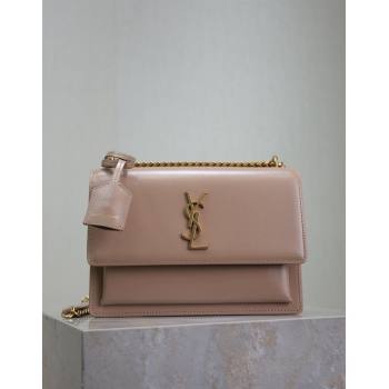 Saint Laurent Sunset Medium Bag in Box Leather 442906 Powder Pink 2024 (YY-241217115)