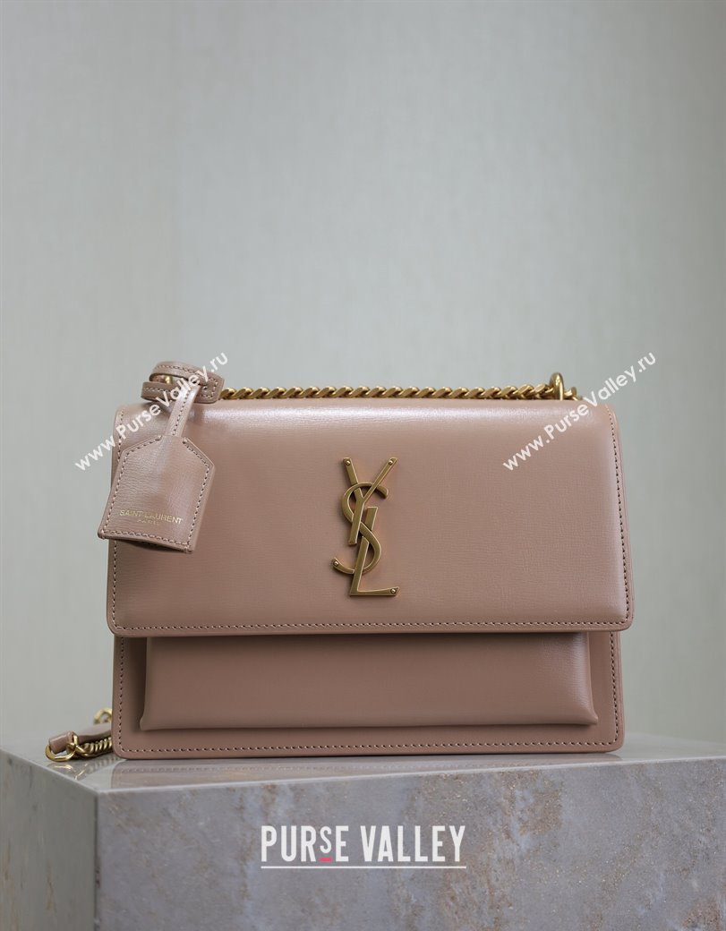 Saint Laurent Sunset Medium Bag in Box Leather 442906 Powder Pink 2024 (YY-241217115)