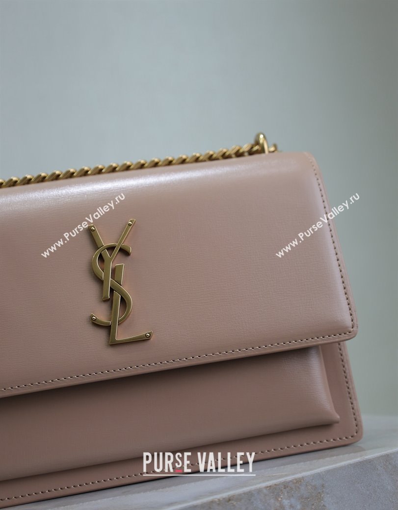 Saint Laurent Sunset Medium Bag in Box Leather 442906 Powder Pink 2024 (YY-241217115)