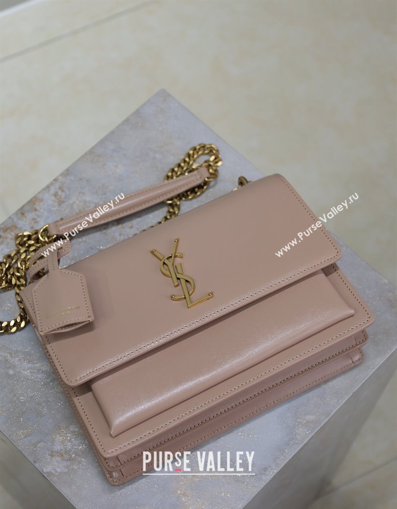 Saint Laurent Sunset Medium Bag in Box Leather 442906 Powder Pink 2024 (YY-241217115)