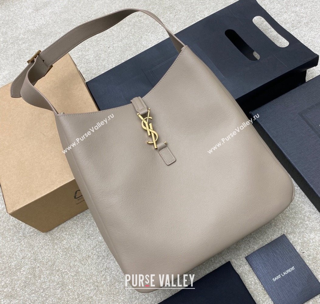 Saint Laurent LE 5 À 7 Supple Large Bucket Bag in Smooth Leather 753837 Light Grey 2024 (YY-241217093)