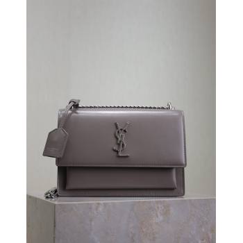 Saint Laurent Sunset Medium Bag in Box Leather 442906 Grey/Silver 2024 (YY-241217118)