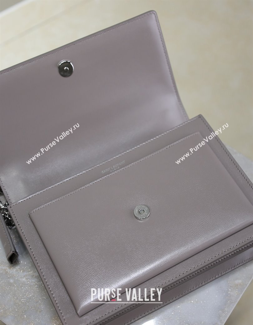 Saint Laurent Sunset Medium Bag in Box Leather 442906 Grey/Silver 2024 (YY-241217118)