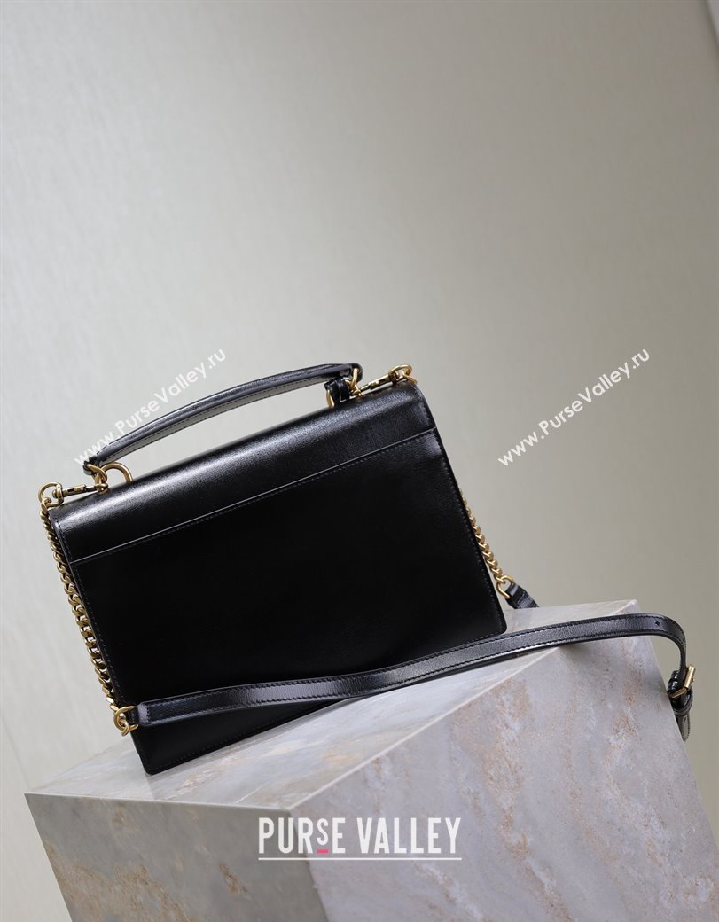 Saint Laurent Medium Sunset Top Handle Bag in Smooth Leather 634723 Black/Gold 2024 (YY-241218002)