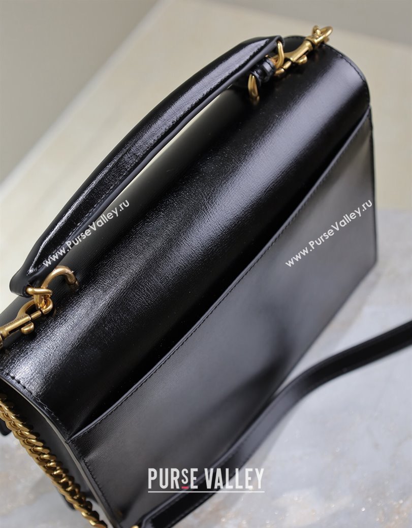 Saint Laurent Medium Sunset Top Handle Bag in Smooth Leather 634723 Black/Gold 2024 (YY-241218002)