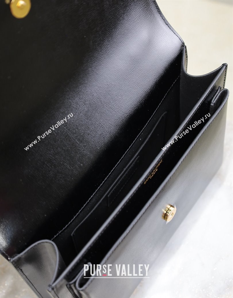 Saint Laurent Medium Sunset Top Handle Bag in Smooth Leather 634723 Black/Gold 2024 (YY-241218002)