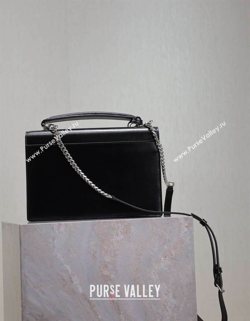 Saint Laurent Medium Sunset Top Handle Bag in Smooth Leather 634723 Black/Silver 2024 (YY-241218003)