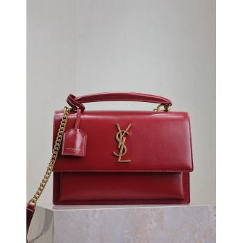 Saint Laurent Medium Sunset Top Handle Bag in Smooth Leather 634723 Red 2024 (YY-241218004)