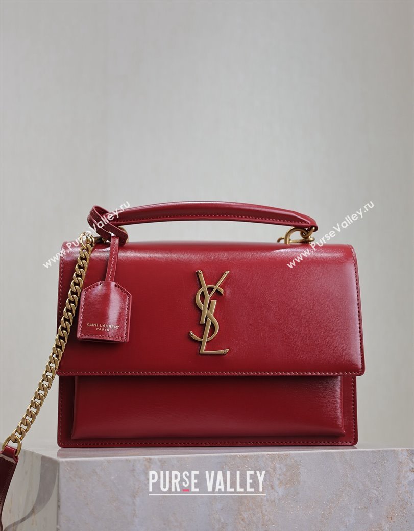 Saint Laurent Medium Sunset Top Handle Bag in Smooth Leather 634723 Red 2024 (YY-241218004)