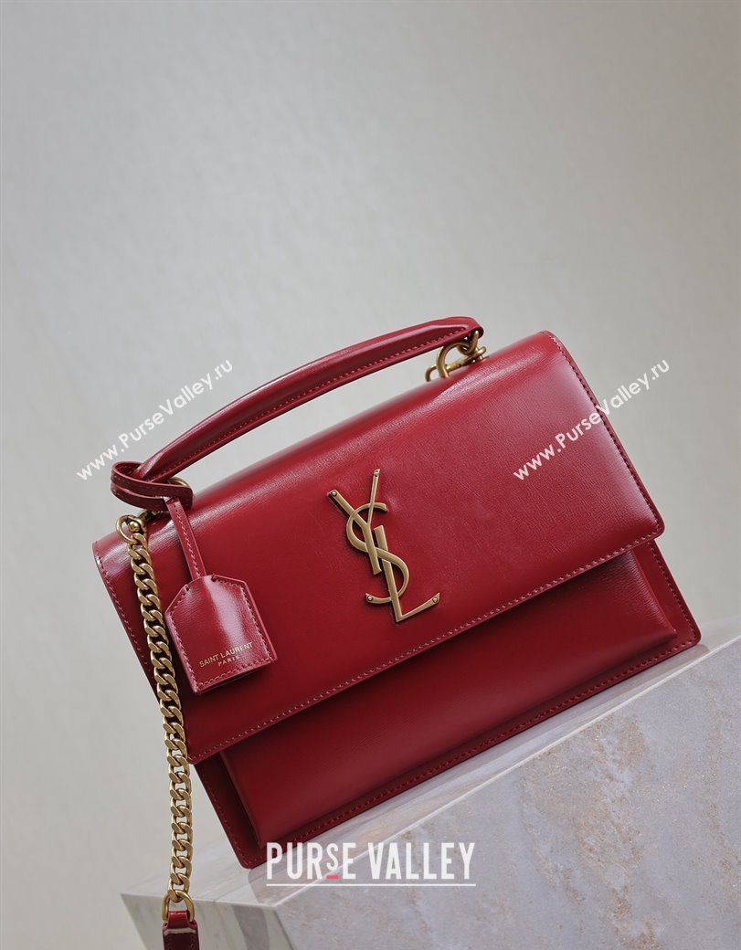 Saint Laurent Medium Sunset Top Handle Bag in Smooth Leather 634723 Red 2024 (YY-241218004)