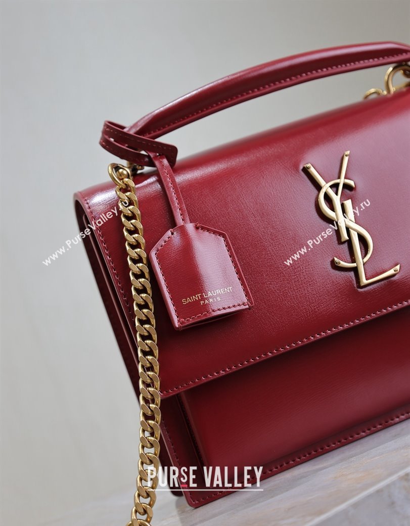 Saint Laurent Medium Sunset Top Handle Bag in Smooth Leather 634723 Red 2024 (YY-241218004)