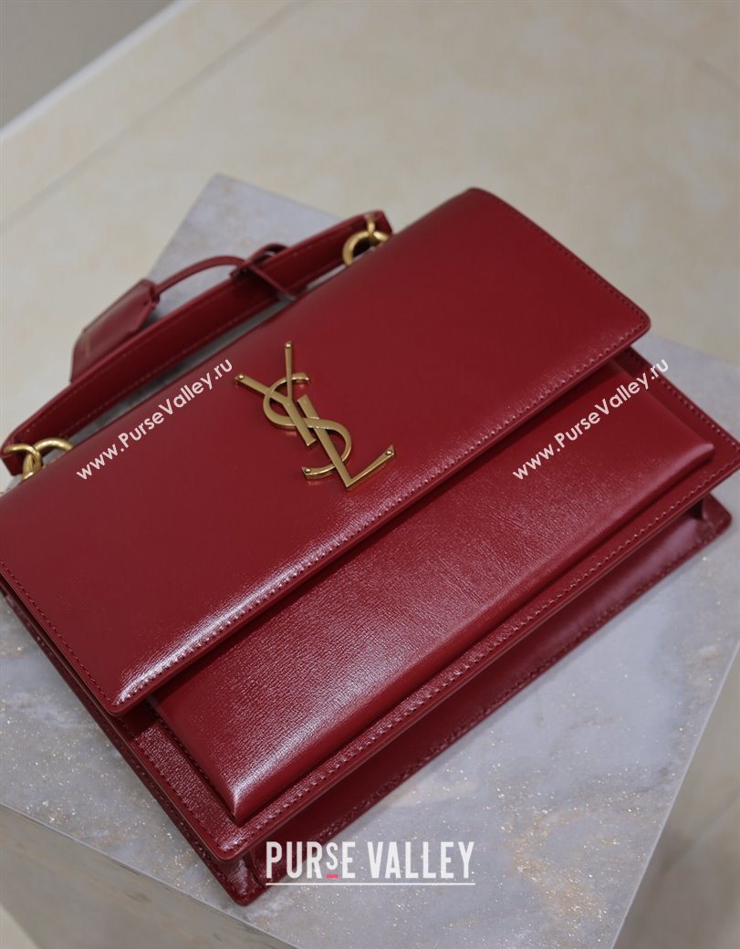 Saint Laurent Medium Sunset Top Handle Bag in Smooth Leather 634723 Red 2024 (YY-241218004)