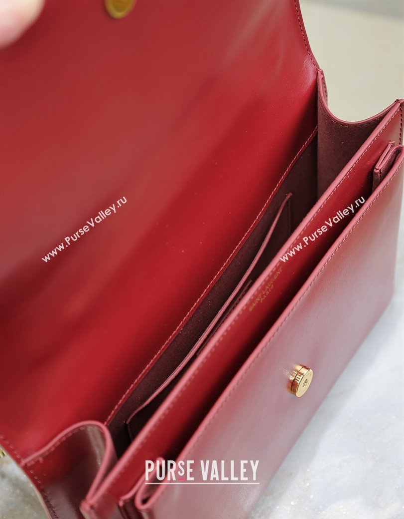 Saint Laurent Medium Sunset Top Handle Bag in Smooth Leather 634723 Red 2024 (YY-241218004)