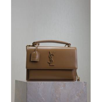 Saint Laurent Medium Sunset Top Handle Bag in Smooth Leather 634723 Milk Tea Beige 2024 (YY-241218005)