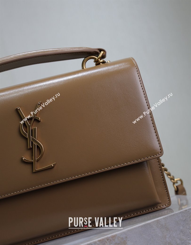 Saint Laurent Medium Sunset Top Handle Bag in Smooth Leather 634723 Milk Tea Beige 2024 (YY-241218005)