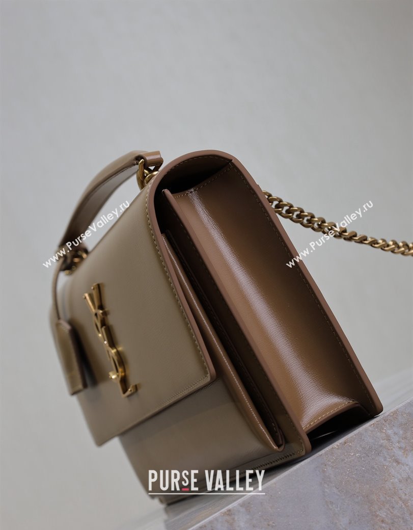 Saint Laurent Medium Sunset Top Handle Bag in Smooth Leather 634723 Milk Tea Beige 2024 (YY-241218005)