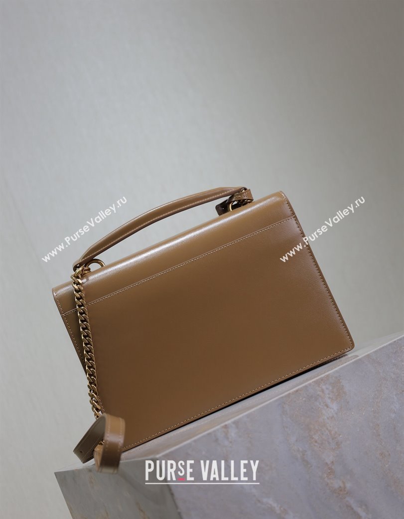 Saint Laurent Medium Sunset Top Handle Bag in Smooth Leather 634723 Milk Tea Beige 2024 (YY-241218005)