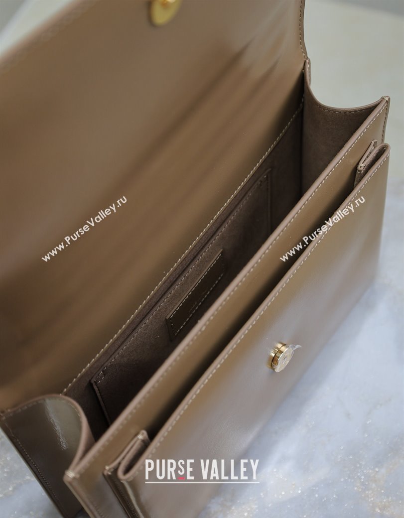 Saint Laurent Medium Sunset Top Handle Bag in Smooth Leather 634723 Milk Tea Beige 2024 (YY-241218005)