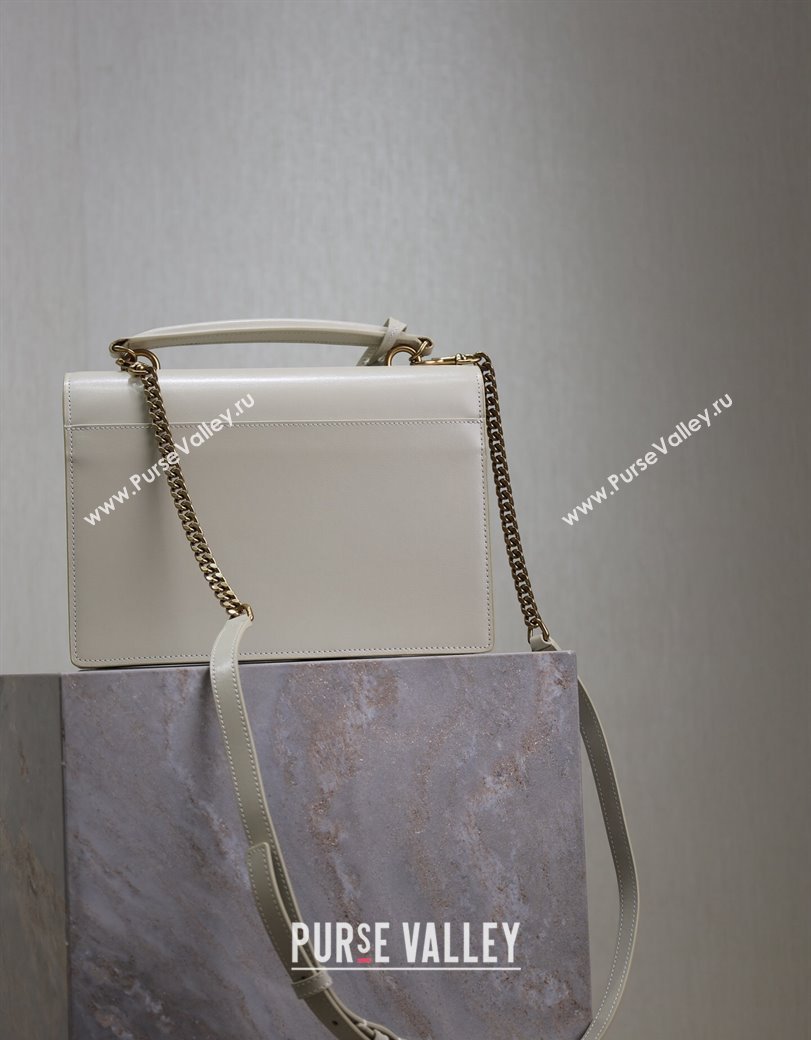 Saint Laurent Medium Sunset Top Handle Bag in Smooth Leather 634723 White/Gold 2024 (YY-241218006)