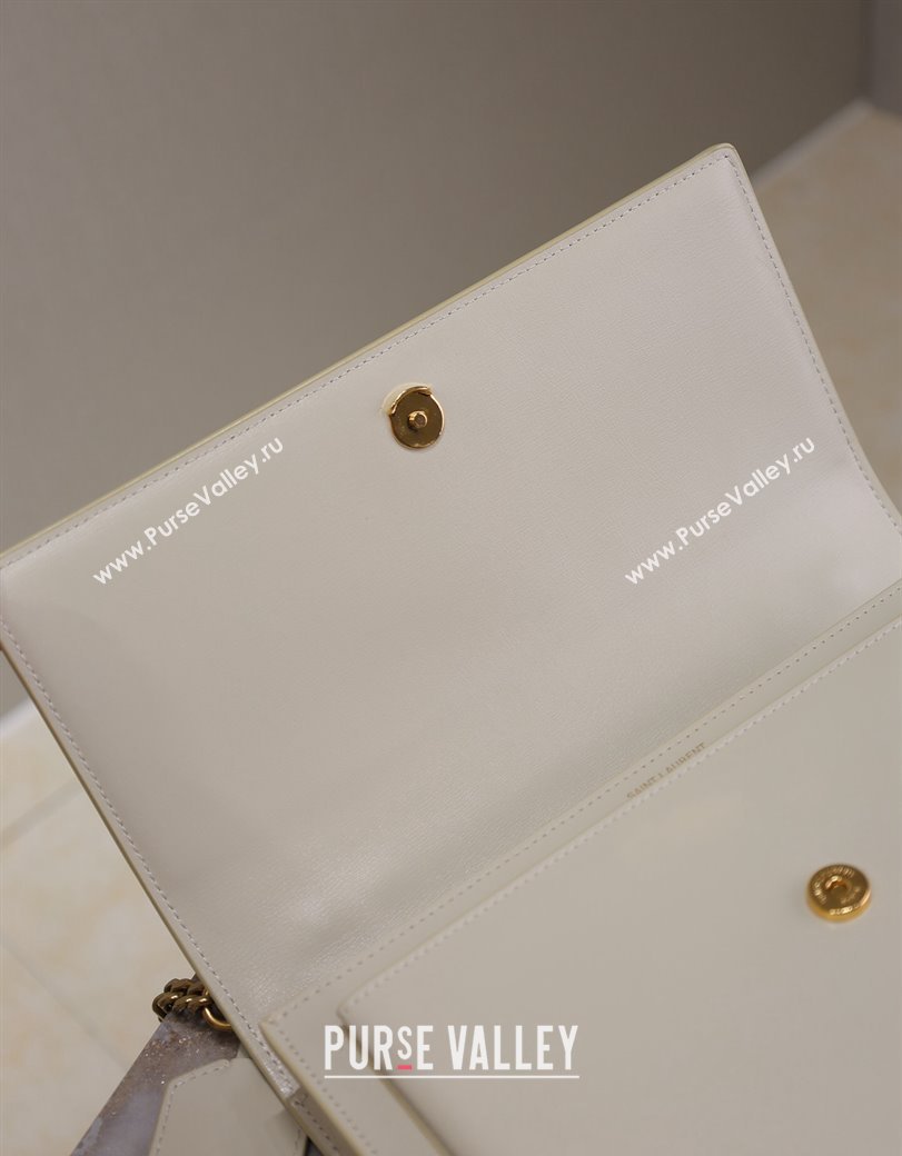 Saint Laurent Medium Sunset Top Handle Bag in Smooth Leather 634723 White/Gold 2024 (YY-241218006)