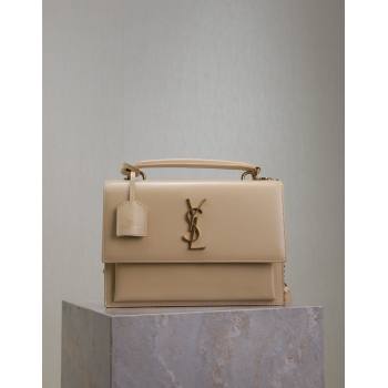 Saint Laurent Medium Sunset Top Handle Bag in Smooth Leather 634723 Beige/Gold 2024 (YY-241218007)