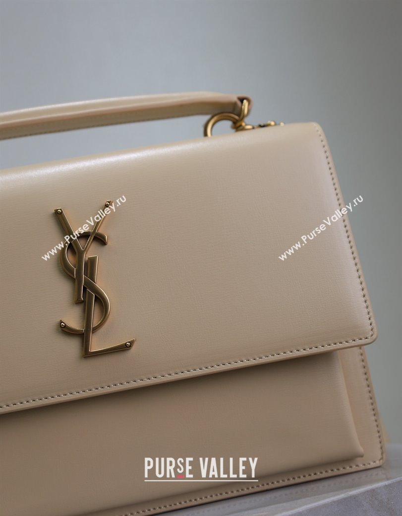 Saint Laurent Medium Sunset Top Handle Bag in Smooth Leather 634723 Beige/Gold 2024 (YY-241218007)