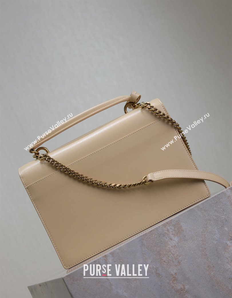 Saint Laurent Medium Sunset Top Handle Bag in Smooth Leather 634723 Beige/Gold 2024 (YY-241218007)